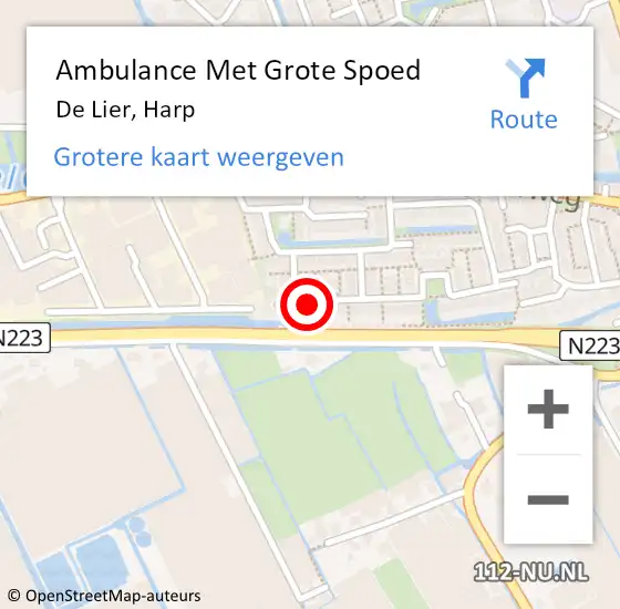 Locatie op kaart van de 112 melding: Ambulance Met Grote Spoed Naar De Lier, Harp op 22 oktober 2016 16:48