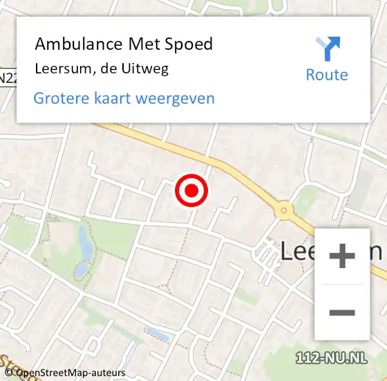 Locatie op kaart van de 112 melding: Ambulance Met Spoed Naar Leersum, de Uitweg op 22 oktober 2016 17:33