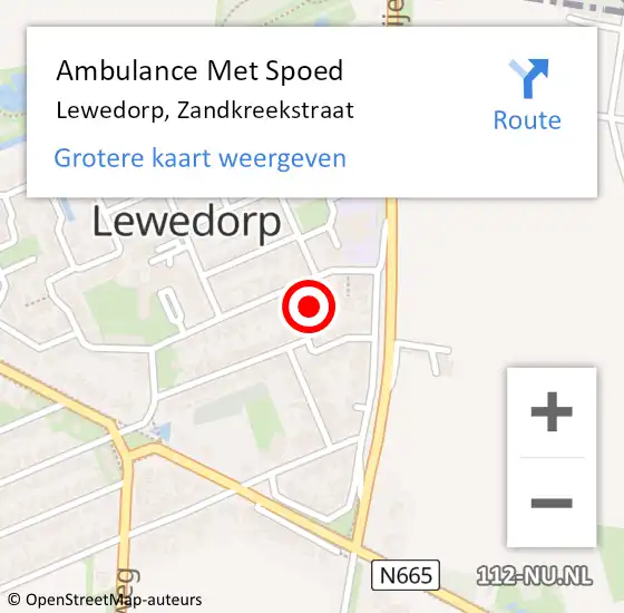 Locatie op kaart van de 112 melding: Ambulance Met Spoed Naar Lewedorp, Zandkreekstraat op 22 oktober 2016 18:21