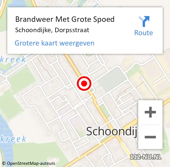 Locatie op kaart van de 112 melding: Brandweer Met Grote Spoed Naar Schoondijke, Dorpsstraat op 22 oktober 2016 18:41