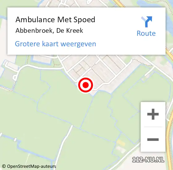 Locatie op kaart van de 112 melding: Ambulance Met Spoed Naar Abbenbroek, De Kreek op 22 oktober 2016 18:57