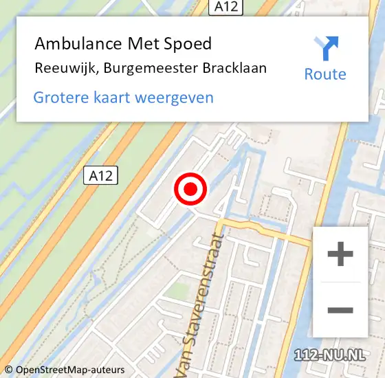 Locatie op kaart van de 112 melding: Ambulance Met Spoed Naar Reeuwijk, Burgemeester Bracklaan op 22 oktober 2016 20:07