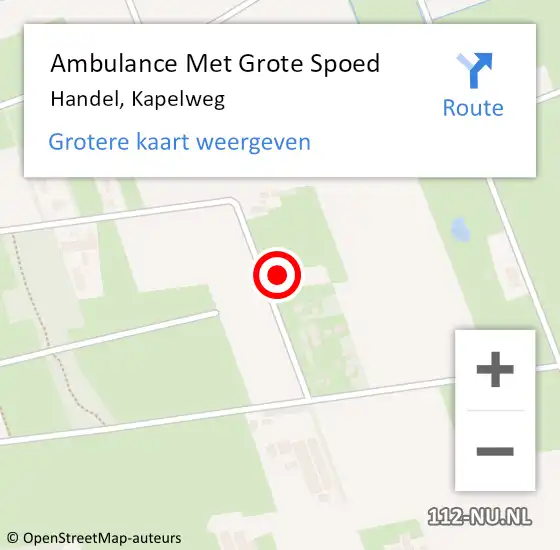 Locatie op kaart van de 112 melding: Ambulance Met Grote Spoed Naar Handel, Kapelweg op 22 oktober 2016 20:10