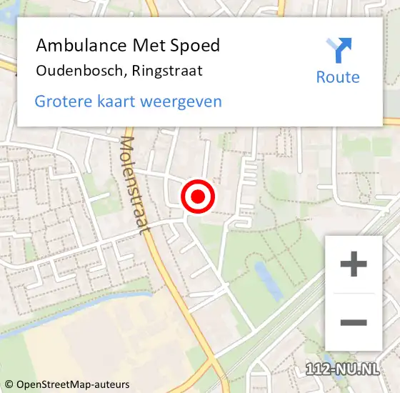 Locatie op kaart van de 112 melding: Ambulance Met Spoed Naar Oudenbosch, Ringstraat op 22 oktober 2016 20:22