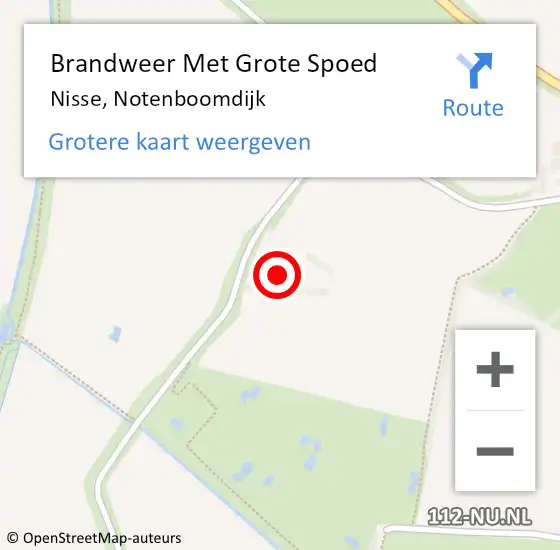 Locatie op kaart van de 112 melding: Brandweer Met Grote Spoed Naar Nisse, Notenboomdijk op 22 oktober 2016 20:27