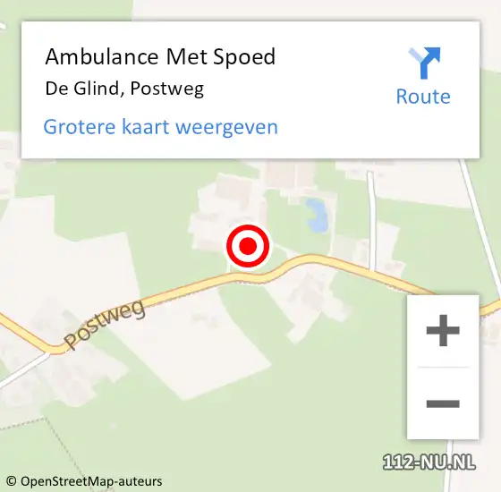 Locatie op kaart van de 112 melding: Ambulance Met Spoed Naar De Glind, Postweg op 22 oktober 2016 20:49