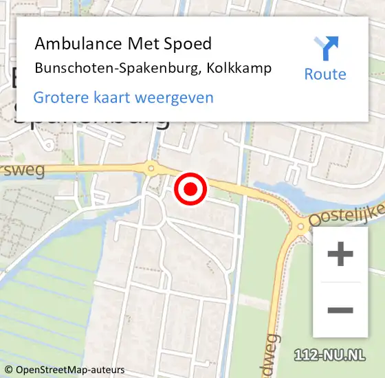 Locatie op kaart van de 112 melding: Ambulance Met Spoed Naar Bunschoten-Spakenburg, Kolkkamp op 22 oktober 2016 21:21