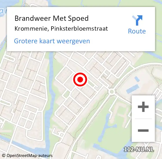 Locatie op kaart van de 112 melding: Brandweer Met Spoed Naar Krommenie, Pinksterbloemstraat op 22 oktober 2016 22:14