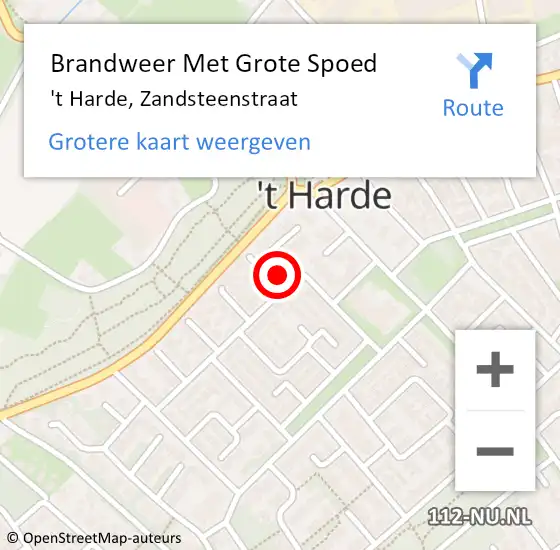 Locatie op kaart van de 112 melding: Brandweer Met Grote Spoed Naar 't Harde, Zandsteenstraat op 31 december 2013 10:51