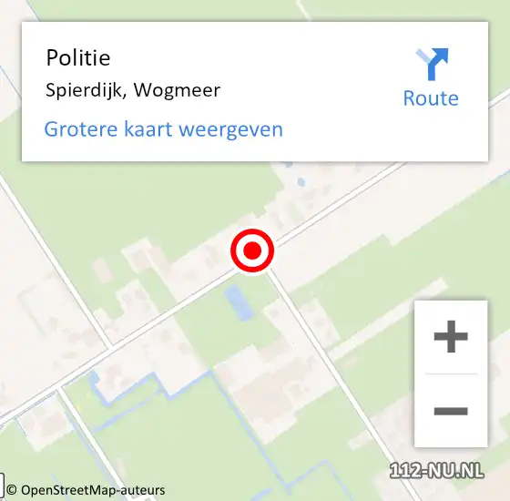 Locatie op kaart van de 112 melding: Politie Spierdijk, Wogmeer op 22 oktober 2016 23:30