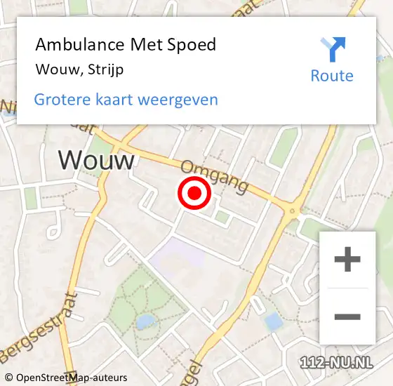 Locatie op kaart van de 112 melding: Ambulance Met Spoed Naar Wouw, Strijp op 22 oktober 2016 23:38