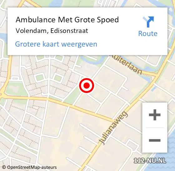 Locatie op kaart van de 112 melding: Ambulance Met Grote Spoed Naar Volendam, Edisonstraat op 22 oktober 2016 23:44