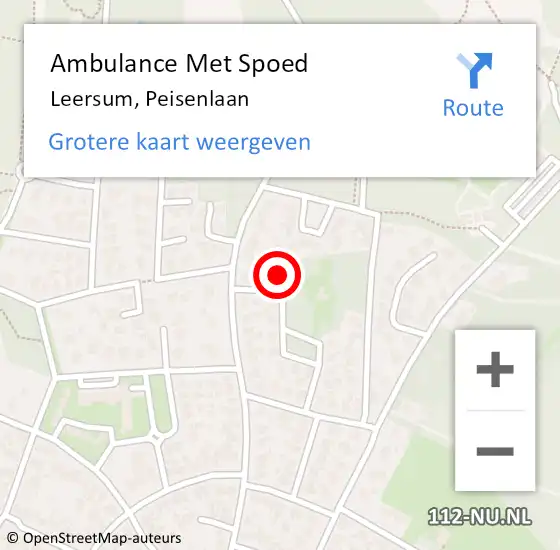 Locatie op kaart van de 112 melding: Ambulance Met Spoed Naar Leersum, Peisenlaan op 23 oktober 2016 00:11