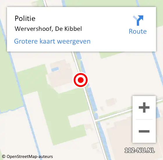 Locatie op kaart van de 112 melding: Politie Wervershoof, De Kibbel op 23 oktober 2016 00:14