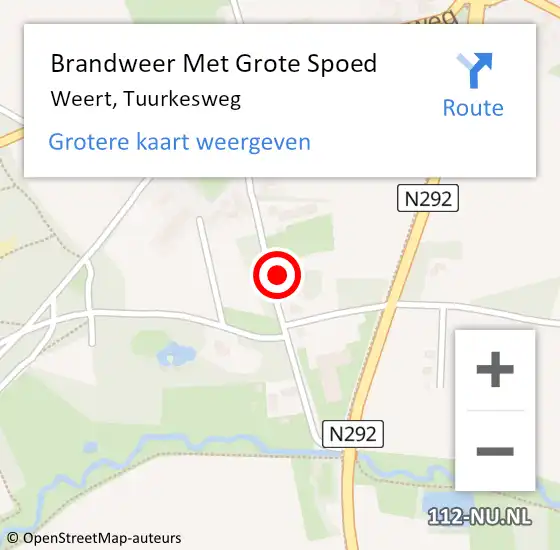 Locatie op kaart van de 112 melding: Brandweer Met Grote Spoed Naar Weert, Tuurkesweg op 23 oktober 2016 00:27