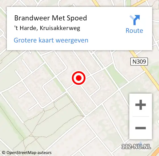 Locatie op kaart van de 112 melding: Brandweer Met Spoed Naar 't Harde, Kruisakkerweg op 31 december 2013 10:57