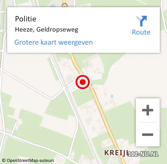 Locatie op kaart van de 112 melding: Politie Heeze, Geldropseweg op 23 oktober 2016 01:00