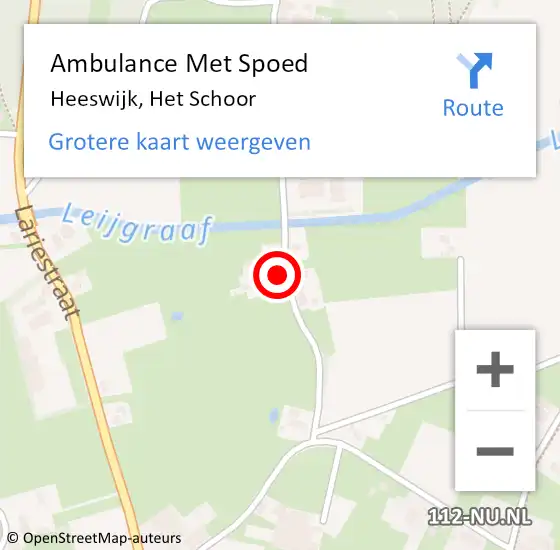 Locatie op kaart van de 112 melding: Ambulance Met Spoed Naar Heeswijk, Het Schoor op 23 oktober 2016 01:38