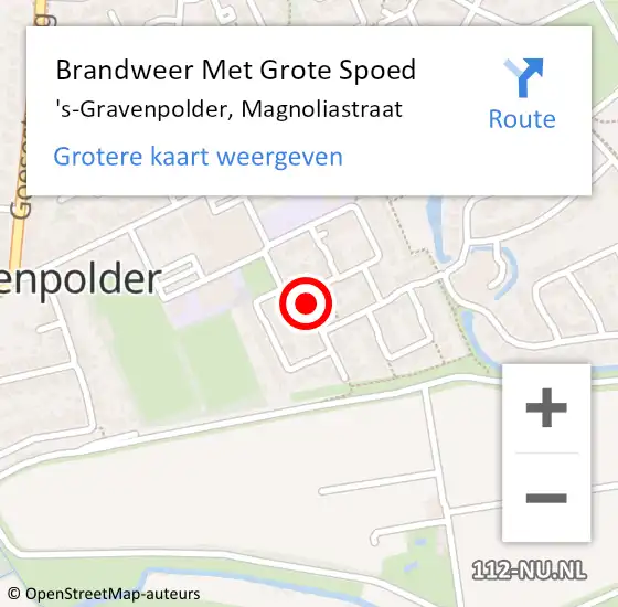 Locatie op kaart van de 112 melding: Brandweer Met Grote Spoed Naar 's-Gravenpolder, Magnoliastraat op 31 december 2013 10:59