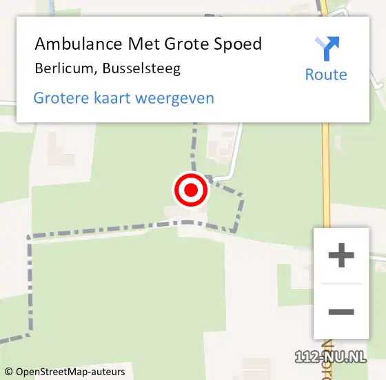 Locatie op kaart van de 112 melding: Ambulance Met Grote Spoed Naar Berlicum, Busselsteeg op 23 oktober 2016 02:08