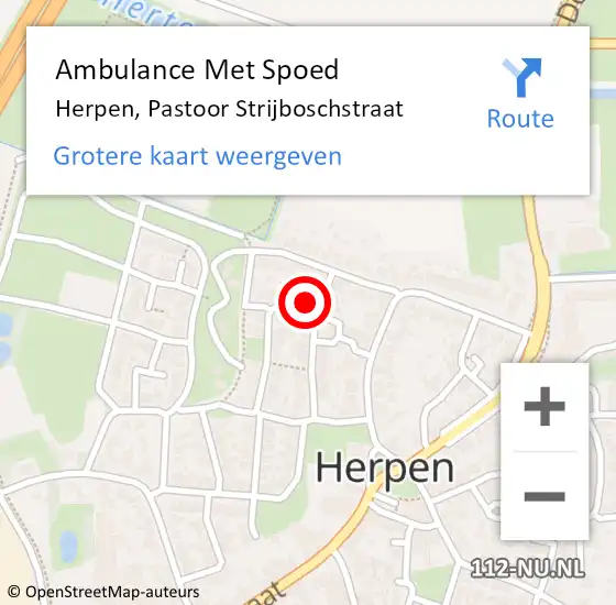 Locatie op kaart van de 112 melding: Ambulance Met Spoed Naar Herpen, Pastoor Strijboschstraat op 23 oktober 2016 02:48