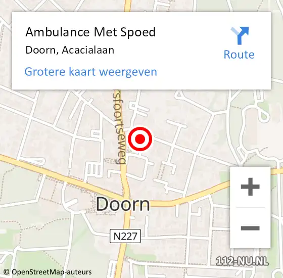 Locatie op kaart van de 112 melding: Ambulance Met Spoed Naar Doorn, Acacialaan op 23 oktober 2016 06:09