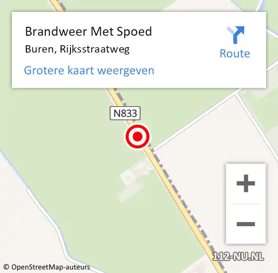 Locatie op kaart van de 112 melding: Brandweer Met Spoed Naar Buren, Rijksstraatweg op 23 oktober 2016 06:31