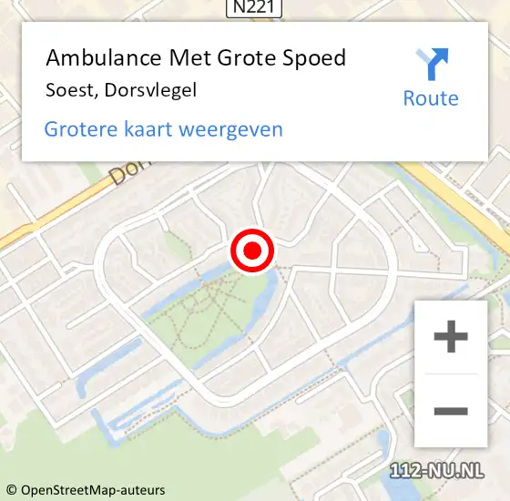 Locatie op kaart van de 112 melding: Ambulance Met Grote Spoed Naar Soest, Dorsvlegel op 23 oktober 2016 08:42