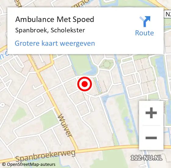 Locatie op kaart van de 112 melding: Ambulance Met Spoed Naar Spanbroek, Scholekster op 23 oktober 2016 08:49