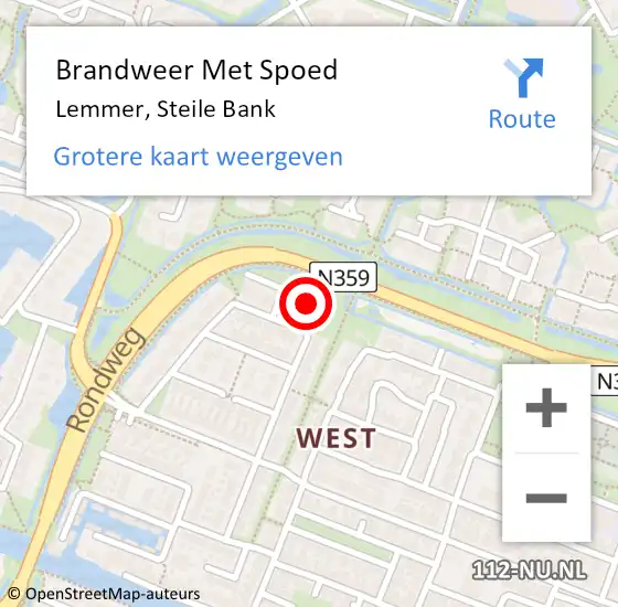 Locatie op kaart van de 112 melding: Brandweer Met Spoed Naar Lemmer, Steile Bank op 23 oktober 2016 08:52