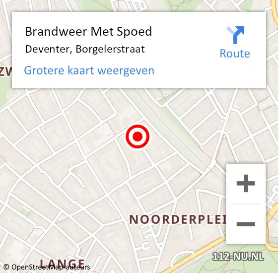 Locatie op kaart van de 112 melding: Brandweer Met Spoed Naar Deventer, Borgelerstraat op 23 oktober 2016 09:02