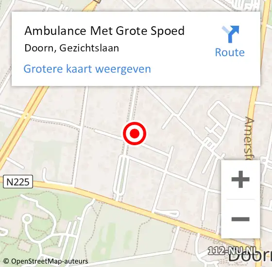 Locatie op kaart van de 112 melding: Ambulance Met Grote Spoed Naar Doorn, Gezichtslaan op 23 oktober 2016 09:22