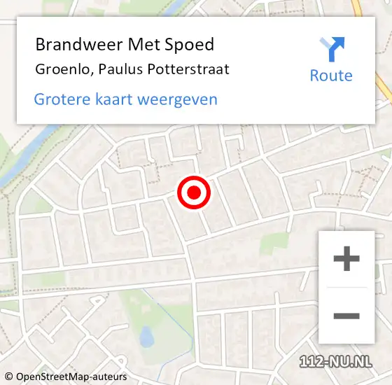 Locatie op kaart van de 112 melding: Brandweer Met Spoed Naar Groenlo, Paulus Potterstraat op 31 december 2013 11:15