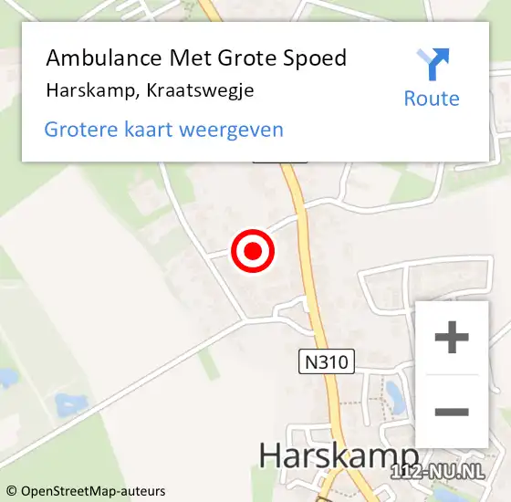 Locatie op kaart van de 112 melding: Ambulance Met Grote Spoed Naar Harskamp, Kraatswegje op 23 oktober 2016 10:21