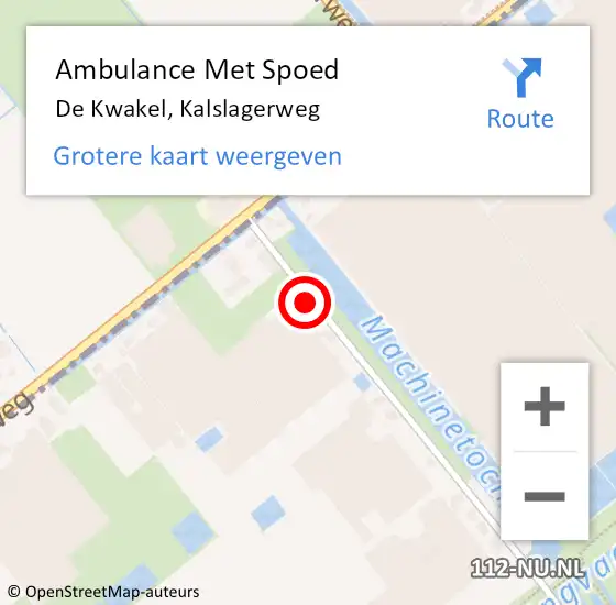 Locatie op kaart van de 112 melding: Ambulance Met Spoed Naar De Kwakel, Kalslagerweg op 23 oktober 2016 10:39