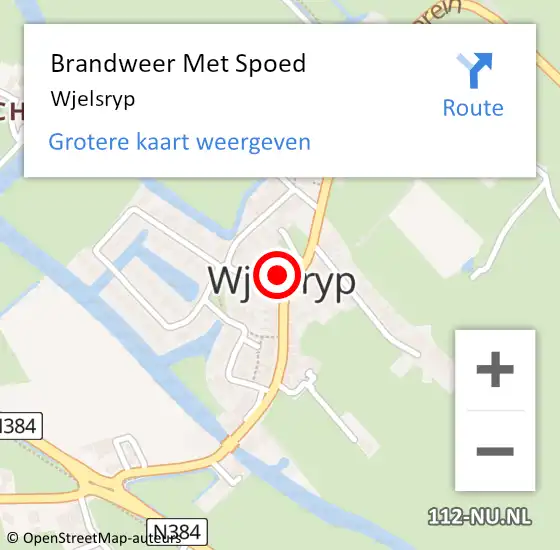 Locatie op kaart van de 112 melding: Brandweer Met Spoed Naar Wjelsryp op 23 oktober 2016 10:53