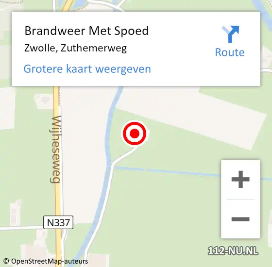 Locatie op kaart van de 112 melding: Brandweer Met Spoed Naar Zwolle, Zuthemerweg op 23 oktober 2016 10:55