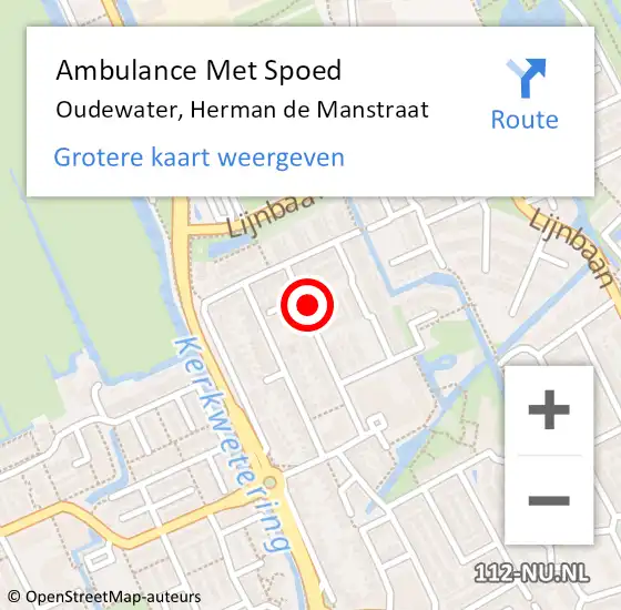 Locatie op kaart van de 112 melding: Ambulance Met Spoed Naar Oudewater, Herman de Manstraat op 23 oktober 2016 11:00