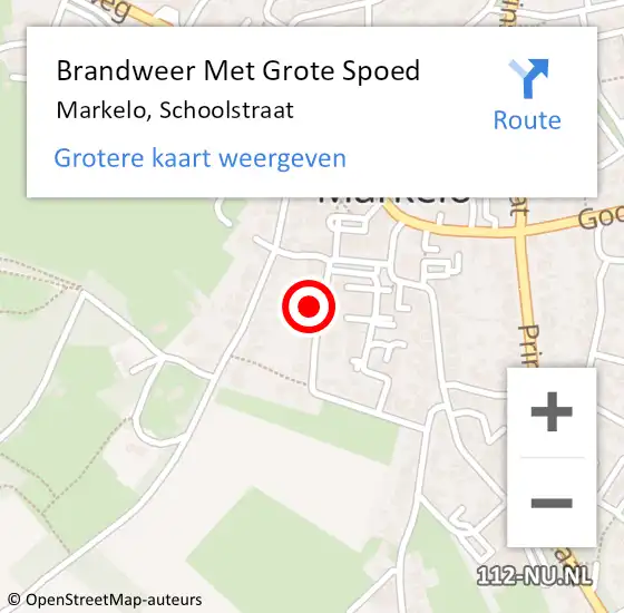 Locatie op kaart van de 112 melding: Brandweer Met Grote Spoed Naar Markelo, Schoolstraat op 23 oktober 2016 11:15