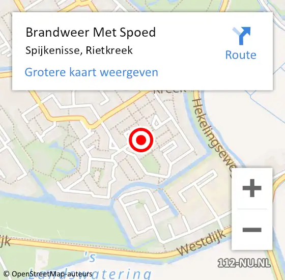 Locatie op kaart van de 112 melding: Brandweer Met Spoed Naar Spijkenisse, Rietkreek op 23 oktober 2016 11:20