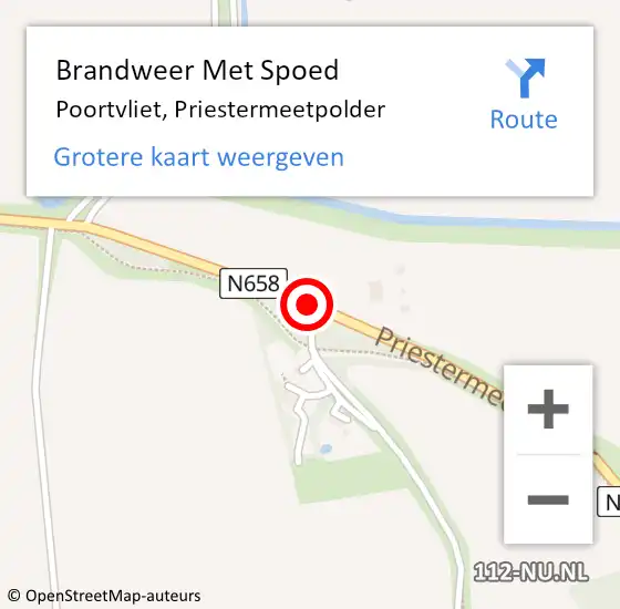 Locatie op kaart van de 112 melding: Brandweer Met Spoed Naar Poortvliet, Priestermeetpolder op 23 oktober 2016 12:55