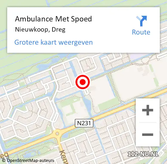 Locatie op kaart van de 112 melding: Ambulance Met Spoed Naar Nieuwkoop, Dreg op 23 oktober 2016 13:02