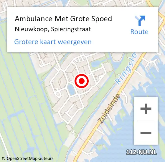 Locatie op kaart van de 112 melding: Ambulance Met Grote Spoed Naar Nieuwkoop, Spieringstraat op 23 oktober 2016 13:25