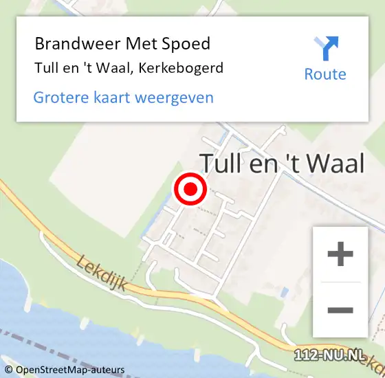 Locatie op kaart van de 112 melding: Brandweer Met Spoed Naar Tull en 't Waal, Kerkebogerd op 31 december 2013 11:28