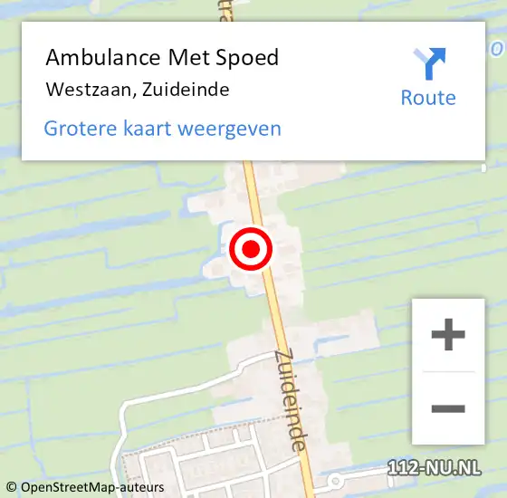 Locatie op kaart van de 112 melding: Ambulance Met Spoed Naar Westzaan, Zuideinde op 23 oktober 2016 15:12