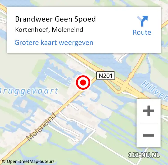 Locatie op kaart van de 112 melding: Brandweer Geen Spoed Naar Kortenhoef, Moleneind op 23 oktober 2016 15:23