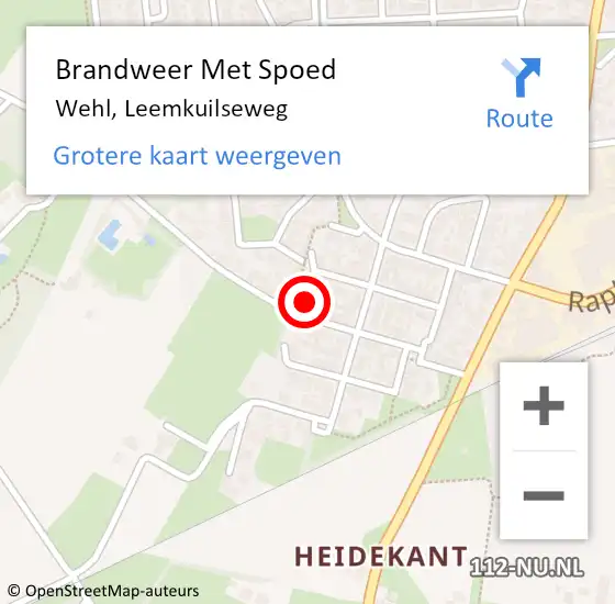 Locatie op kaart van de 112 melding: Brandweer Met Spoed Naar Wehl, Leemkuilseweg op 31 december 2013 11:31