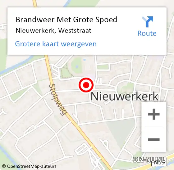 Locatie op kaart van de 112 melding: Brandweer Met Grote Spoed Naar Nieuwerkerk, Weststraat op 31 december 2013 11:32