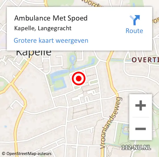 Locatie op kaart van de 112 melding: Ambulance Met Spoed Naar Kapelle, Langegracht op 23 oktober 2016 17:18