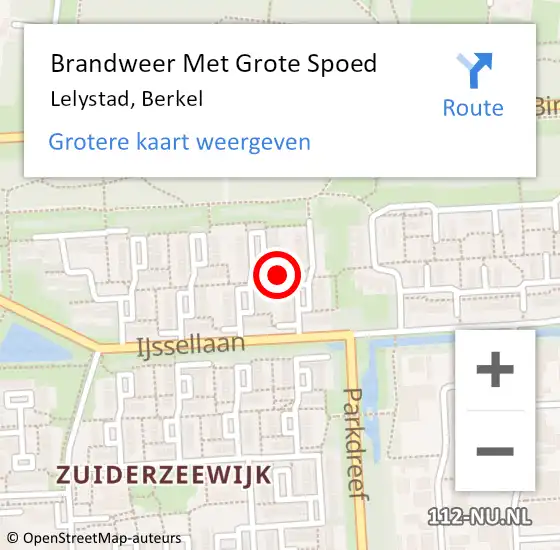 Locatie op kaart van de 112 melding: Brandweer Met Grote Spoed Naar Lelystad, Berkel op 23 oktober 2016 17:31